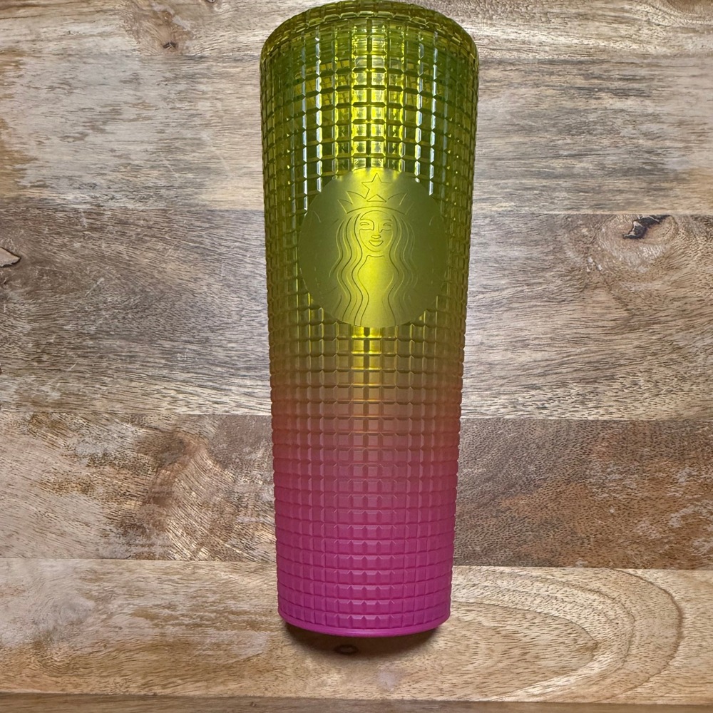 Starbucks Tumbler 24 Oz Colorblock Grid Texture Yellow Pink‎ Venti Cold Cup